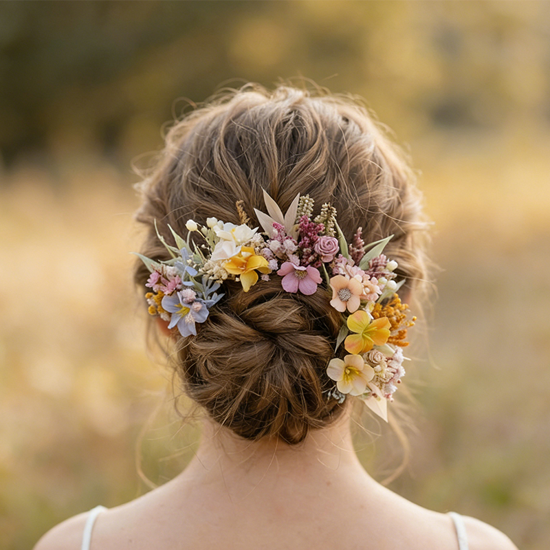 Personalized Boho Floral Wedding Hair Pins Custom Dried Flower Hair Accessories for Brides and Bridesmaids