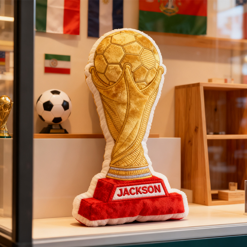 Personalized Graphic3DPrint Soccer Golden Trophy Pillow with Custom Name for Champions Graphic 3D Print