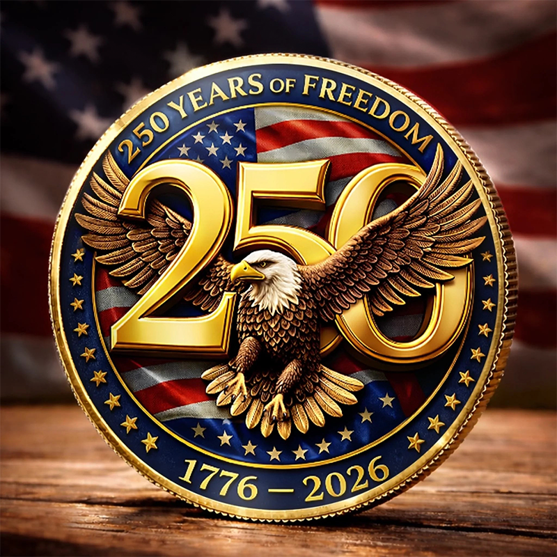 Commemorative Keepsake Coin America 250th Anniversary Gifts for Women Men United in Freedom and Pride