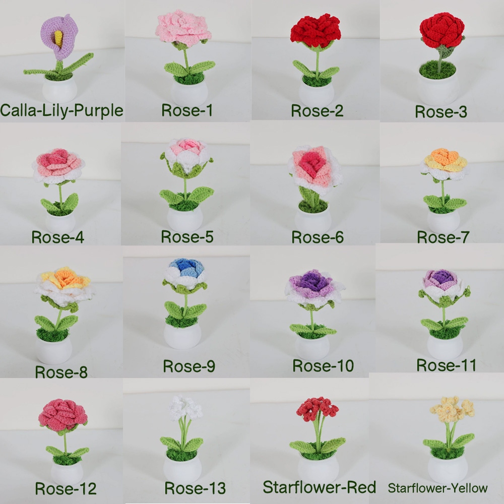 Personalized Crochet Flower in Pot Handmade Gift for Her Personalized Gift for Teacher Home Decoration Desk Decoration Crochet Rose in Pot