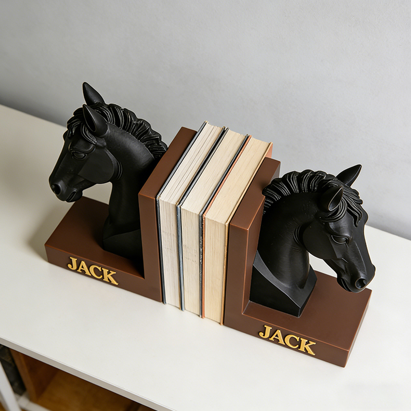 Personalized Horse Head Bookends Custom Name Equestrian Book Holder for Horse Lovers