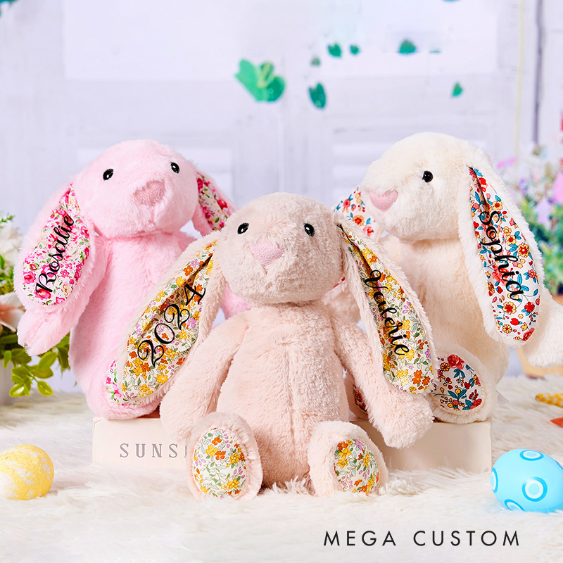 Personalized Bunny Rabbit with Name Plush Bunny Toy Easter Gift for Girls Boys