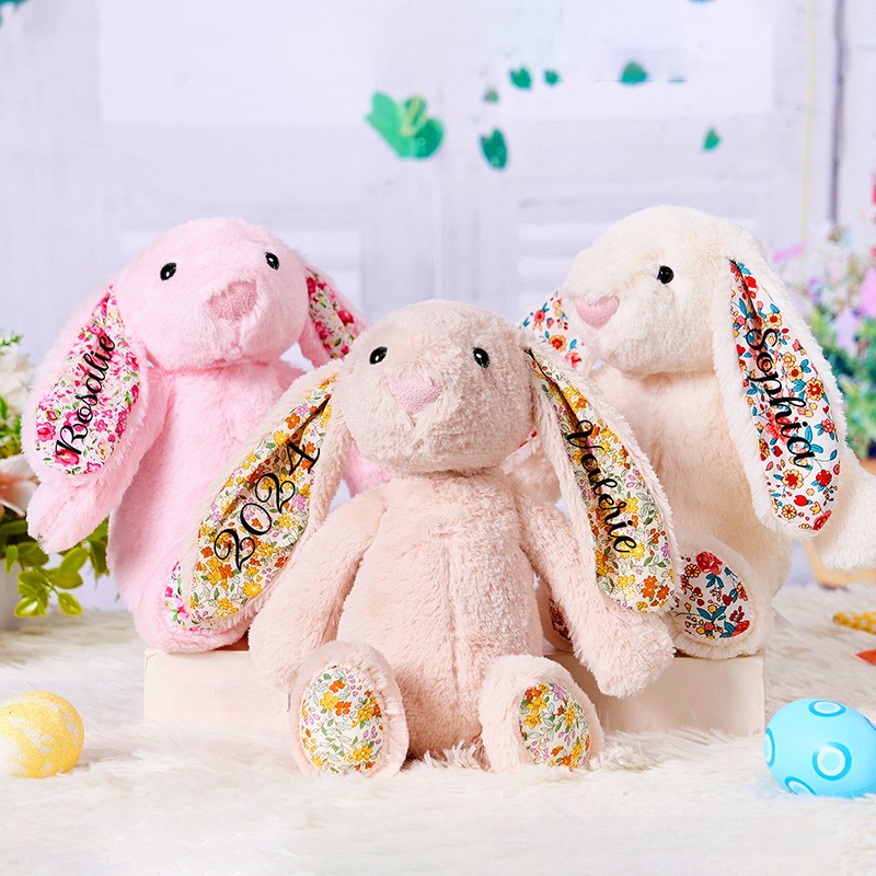 Personalized Bunny Rabbit with Name Plush Bunny Toy Easter Gift for Girls Boys