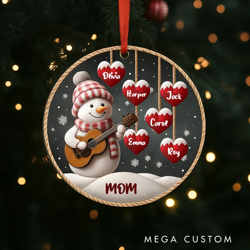 Personalized Family Names Christmas Ornament Acrylic Snowman Ornament Christmas
