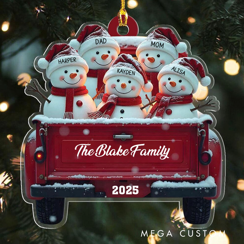 Personalized Snowman Christmas Ornament Red Truck Christmas Ornament Snowman Ornament Custom Name Ornament