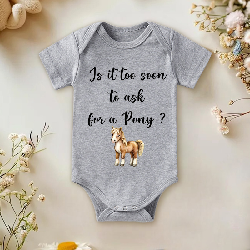 Too Soon to Ask For a Pony Onesie Brand Western Onesie Bodysuit Cowboy Baby Bodysuit Cowgirl Baby Onesie Cute Newborn Outfit