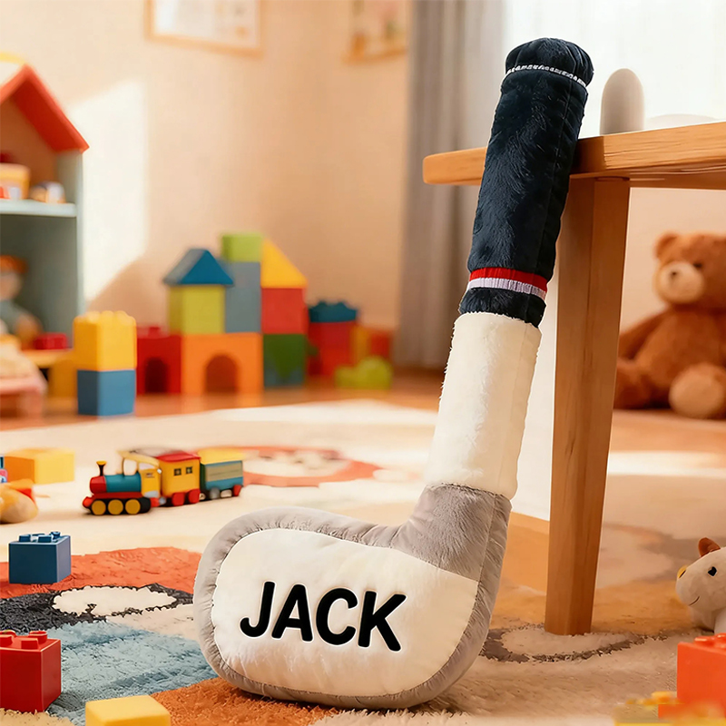 Personalized Ice Hockey Stick Pillow with Custom Name for Kids’ Playrooms and Bedrooms 