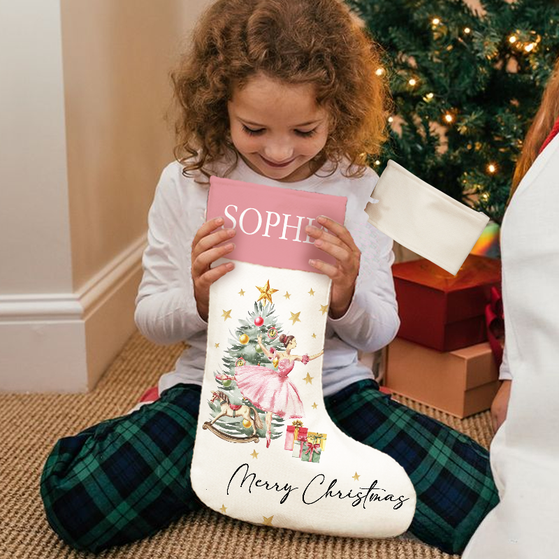 Personalized Christmas Santa Stocking Christmas Nutcracker Ballerina Reindeer Stocking for Christmas Special Delivery Kids Stocking