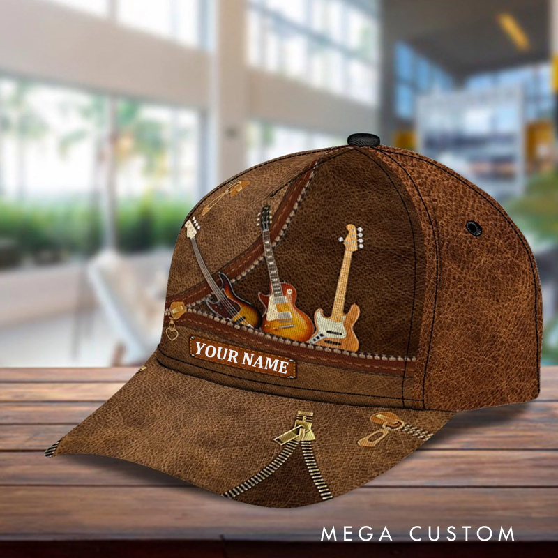Personalized Name 3D Print Baseball Cap With Adjustable Snap for Music Lover Perfect Music Lovers Guitar Lovers Custom Gift Hat
