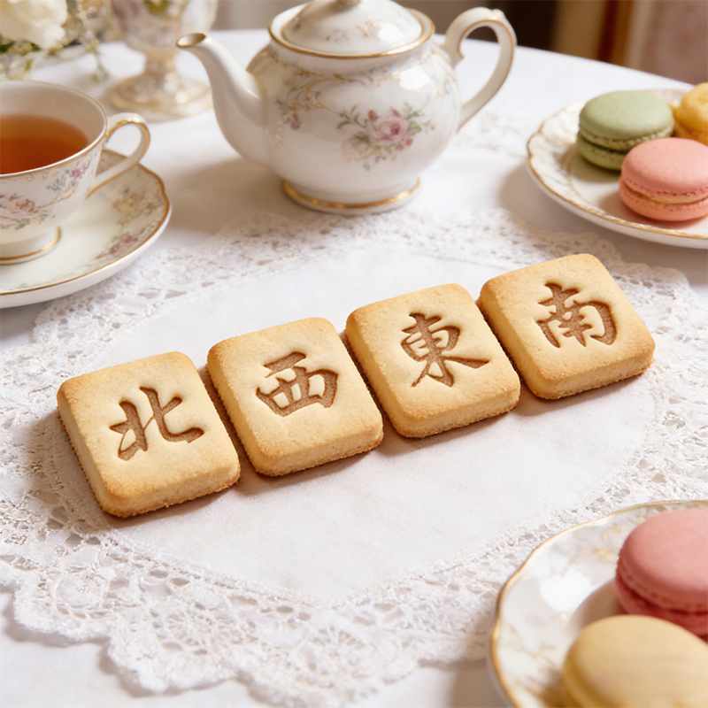 Personalized Mahjong Style Cookie Cutter Custom North South East West Embossed Biscuit Mold for Mahjong Enthusiasts
