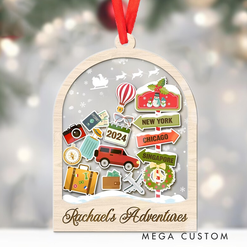 Personalized Travel Adventures Ornament Travel Christmas Ornament Travel Sign Post Ornament Adventure Keepsake