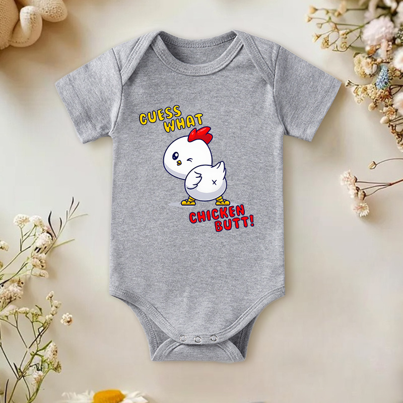Funny Guess What Chicken Butt Print Cute Gift for Infant Toddler Easter Outfit Baby Bodysuit Gifr for New Baby