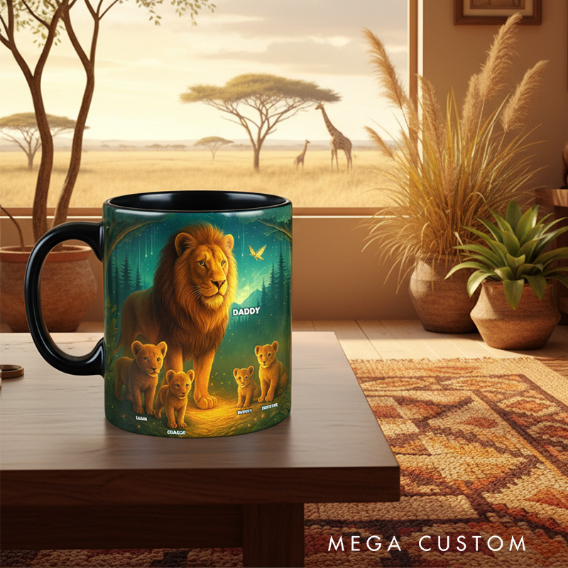 Personalized Lion Dad Mug TV Show Mug Movie Lover Gift for Dad Father Family Father's Day
