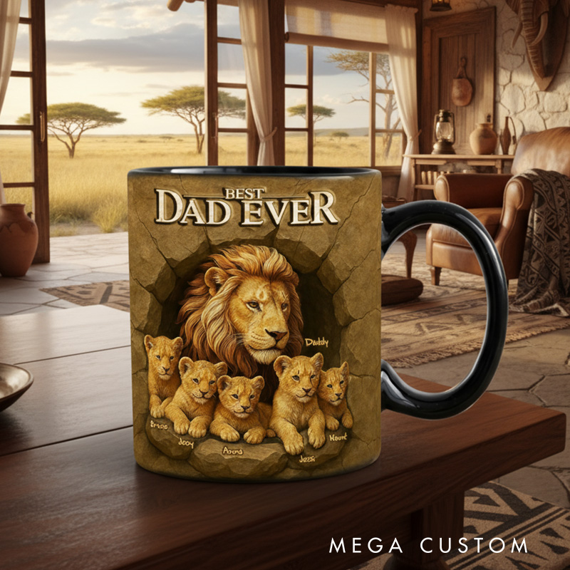 Personalized Best Lion Dad Mug TV Show Mug Movie Lover Gift for Dad Father Family Father's Day