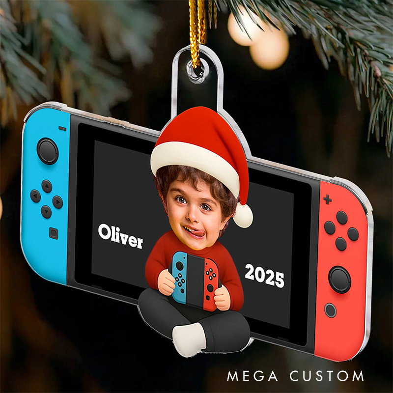 Personalized Kid Gamer Christmas Ornament Acrylic Photo Ornament Gamer Christmas Gift Video Game Xmas Gift Christmas Decor