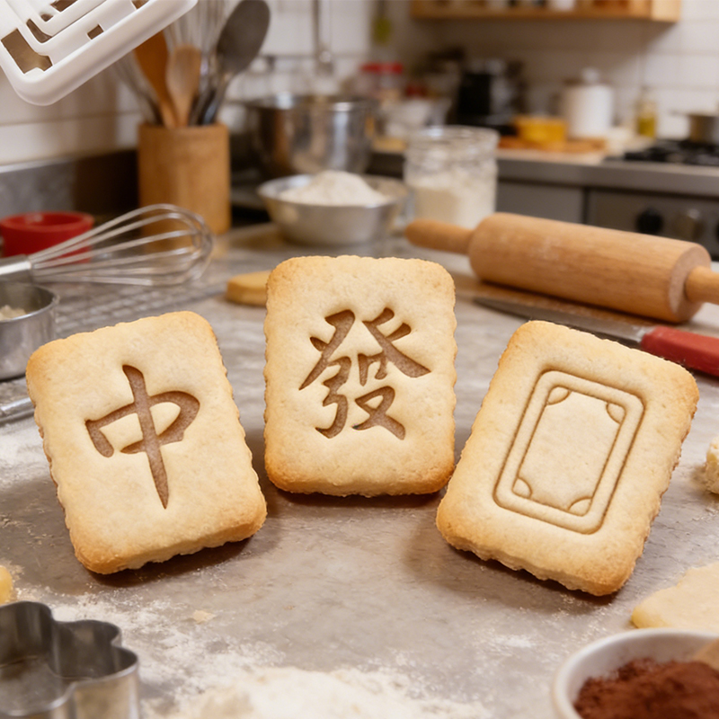 Personalized Mahjong 中发白 Cookie Cutter for Family Gatherings and Mahjong Lovers