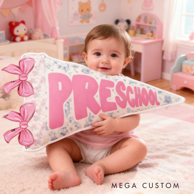 Personalized Pink Pennant with Name Graphic 3D Print Pillow Christmas Gift for Kids Birthday Gift