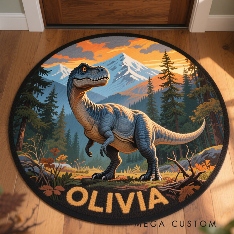 Personalized Dinosaur with Name Soft Rug Christmas Gift for Kids Rug Birthday Gifts for Kid