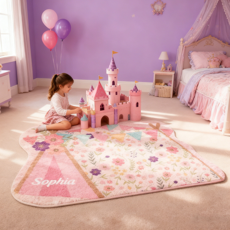 Personalized Kids Camping Rug Doormat Custom Floral Teepee Rug Children's Bedroom Rug Gifts for Kid