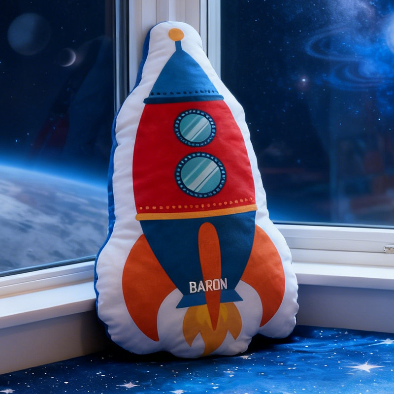 Personalized Space Rocket Pillow Rocket Clip Spaceship Planets Lover Pillow Gift for Kid