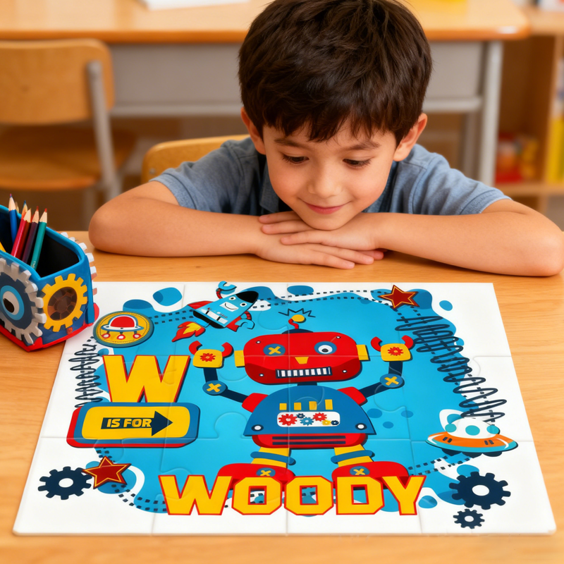 Personalised Robot Jigsaw Puzzle Robot Puzzle for Kids Custom Gifts for Kids