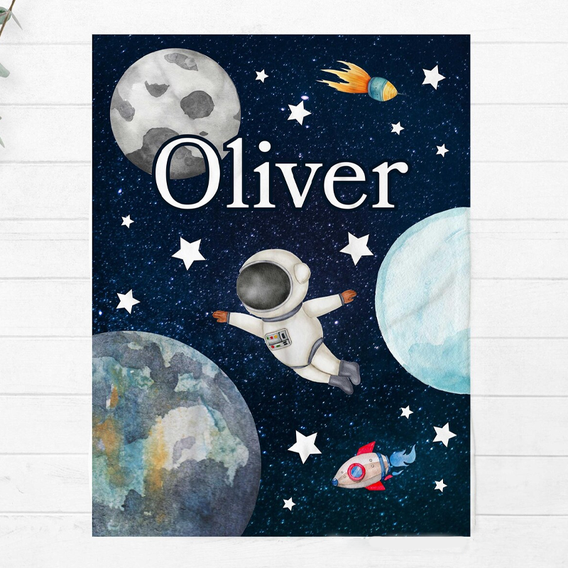 Personalized Space kid Blanket Custom Name Space Enthusiast Blanket gift for kid Astronomy Lovers