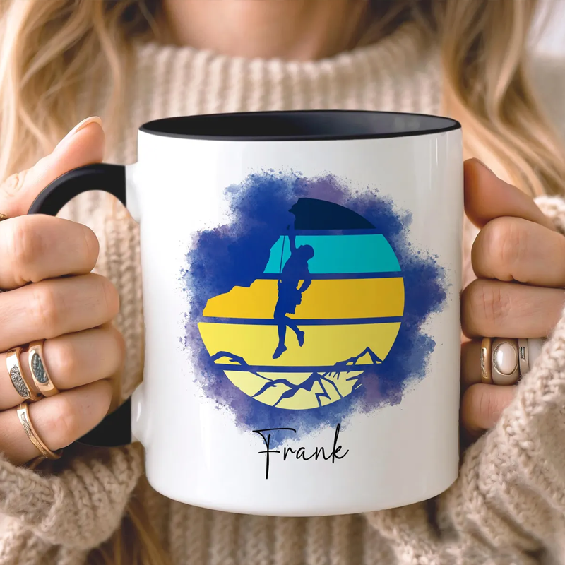 Personalised Climbing Mug Custom Name Gift for Climbers Rock Climbing Mug Outdoor Adventure Mug Mountain Lover Mug Climber Gift