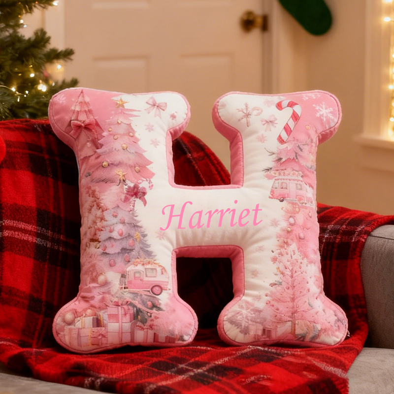 Personalized Flower Camping Theme Initial Pillow Custom Outdoor  camping lover Letters Pillow Christmas Gift for Camping enthusiasts