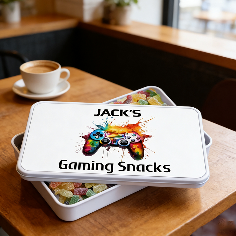 Personalised Gaming Snacks Tin Gift for Teenage Boy Treat Box Christmas Gift for Him Gift for Gamers