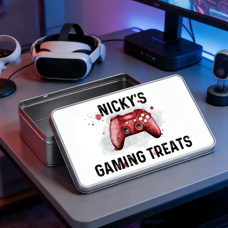 Personalised Gamer Treats Tin Gaming Birthday Gift for Kid Gaming Snacks Storage Gift for Geek Gamer Lover