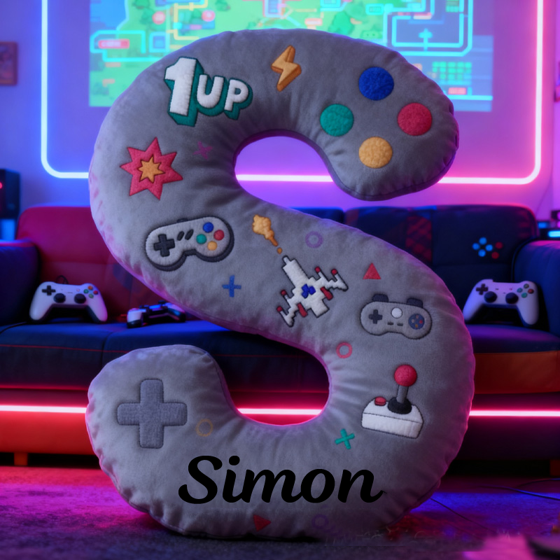 Personalized Gamer Themed Letter Pillow Game Controller Letter Pillow Retro Gamer Gifts for Kid Game Geek Lover