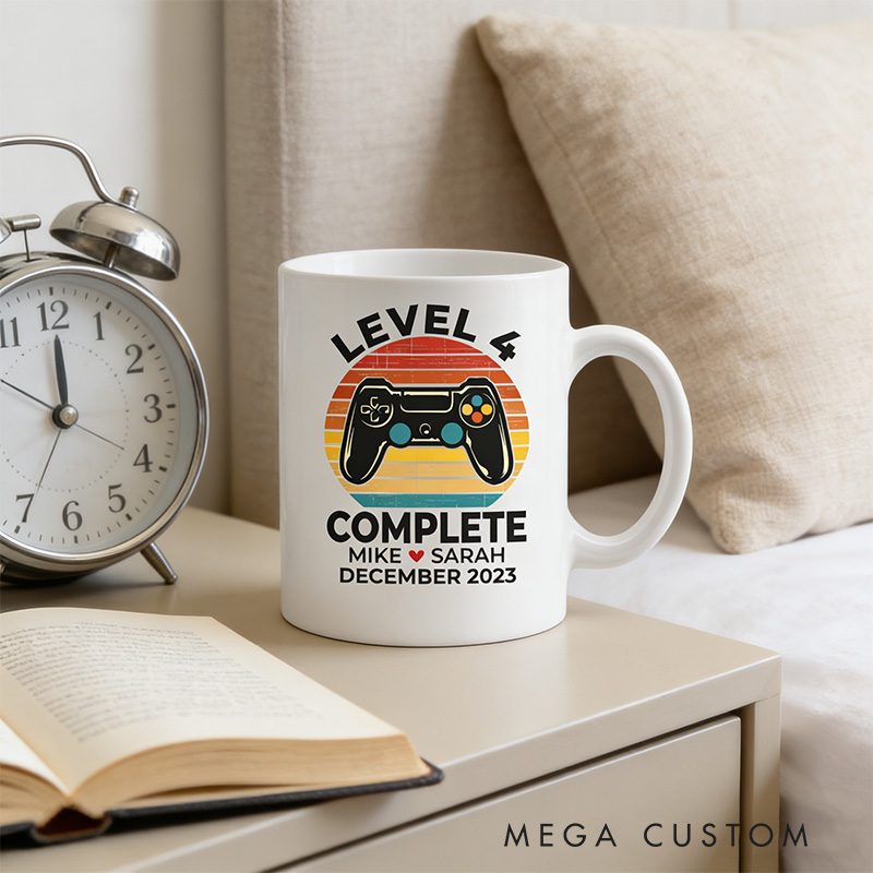 Personalized Level Complete Gamer Couple Gift Retro Gaming Coffee Cups Matching Video Game Mugs Mr & Mrs Mug for Game Lovers Couples