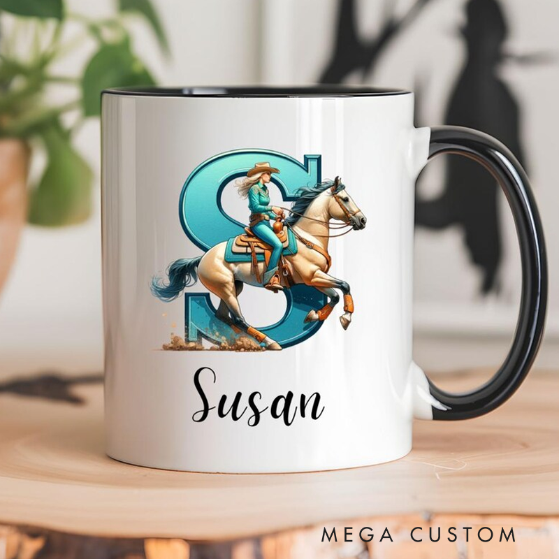 Personalized Name Cowgirl Birthday Mug Equestrian Gift Horse Gifts for Girl Custom Coffee Cup Gift for Horse Lover Horse mom Western Gifts