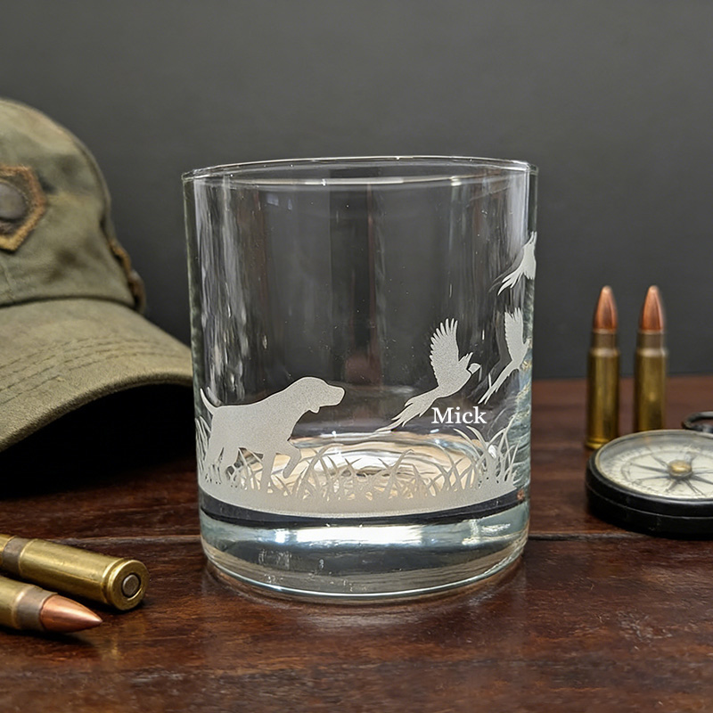 Personalized Engraved Hunting Whiskey Glass Custom Outdoors Hunting Whiskey Glass Gift for Hunting Him