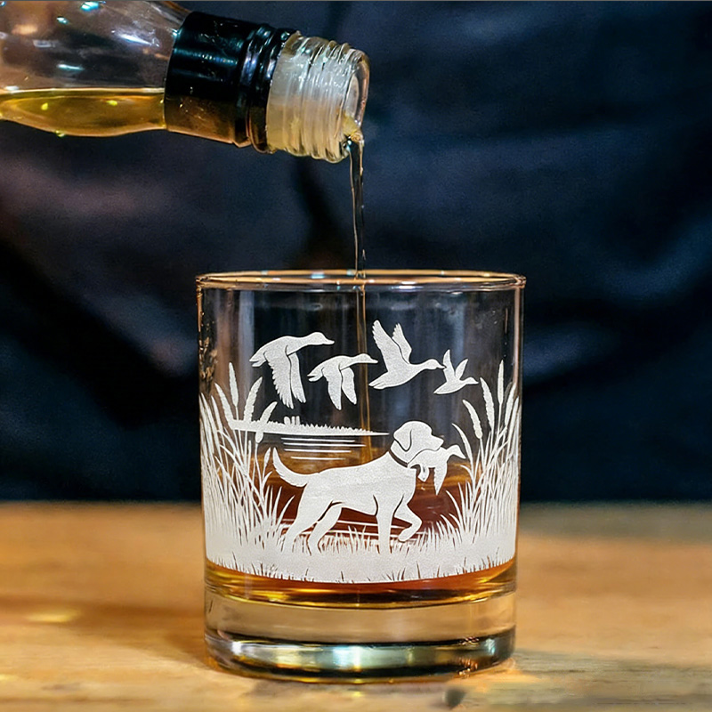 Personalized Hunting Dog Whiskey Glass Custom Outdoors Hunting Lover Whiskey Glass Gift for Hunting