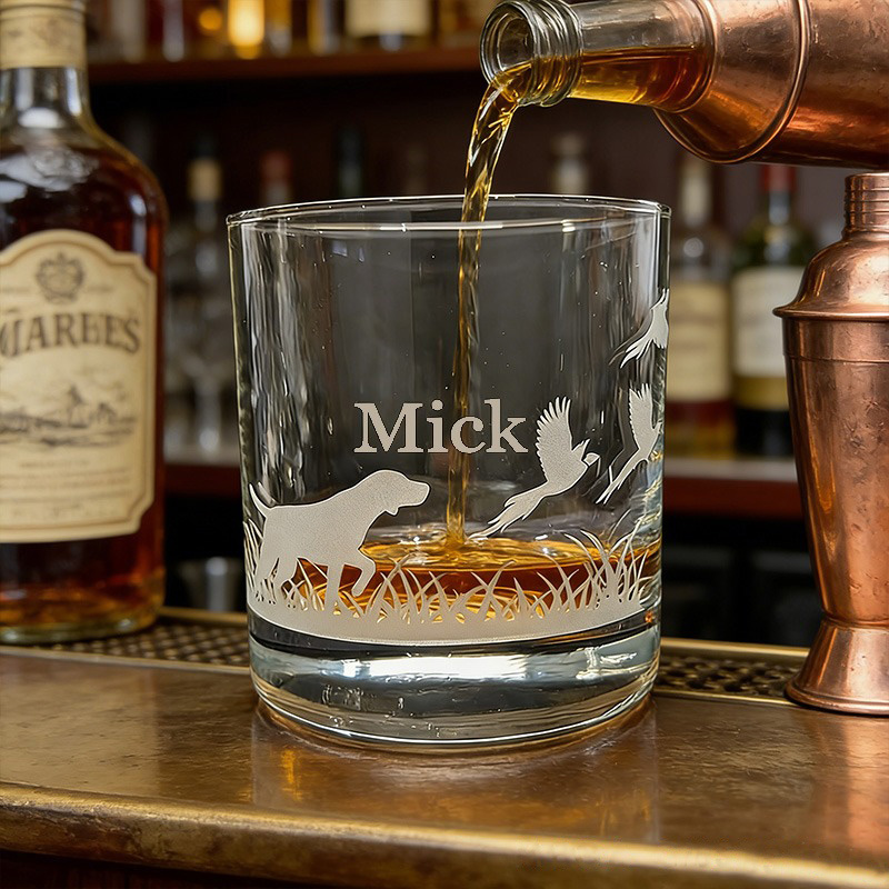 Personalized Engraved Hunting Whiskey Glass Custom Outdoors Hunting Whiskey Glass Gift for Hunting Him