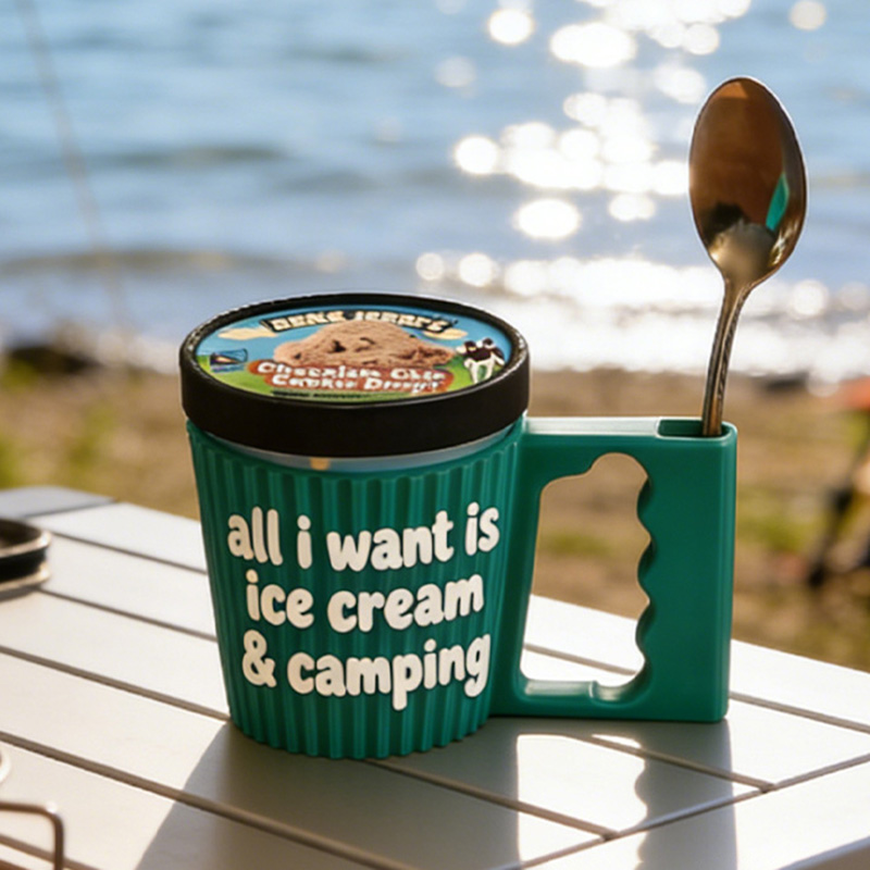 Personalized 3D Printed Ice Cream and Fishing Ice Cream Pint Holder Gifts for Fishing Ice Cream Lover