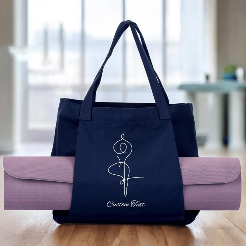 Personalized Yoga Mat Tote Bag Custom Canvas Pilates Bag Yoga Tote Bag Gym Yoga Lover Gift for Women Her