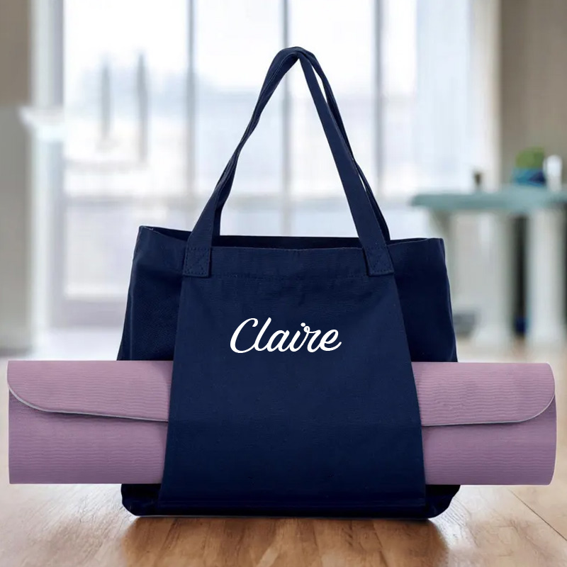 Personalized Canvas Yoga Bag Custom Yoga Mat Tote Bag with Meditation Pocket Sustainable Pilates Accessories for Yoga Lovers