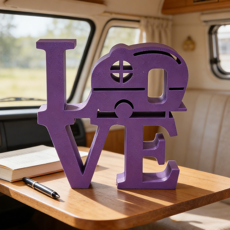 Personalized 3D Printed Camper Love Sculpture Camping Decor Sign Gifts for Campers Rv Gift Ideas