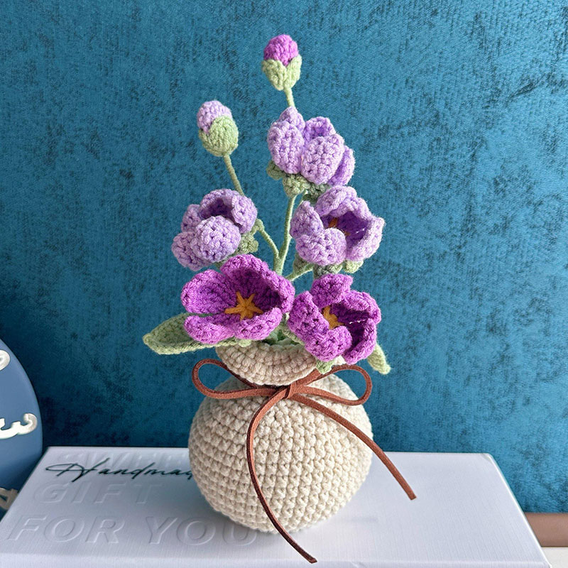 Mothers Day Gift Handmade Knitted Flower Pot Crochet Butterfly Orchid Plant Gift for Mom Grandma Mother's Day Gifts