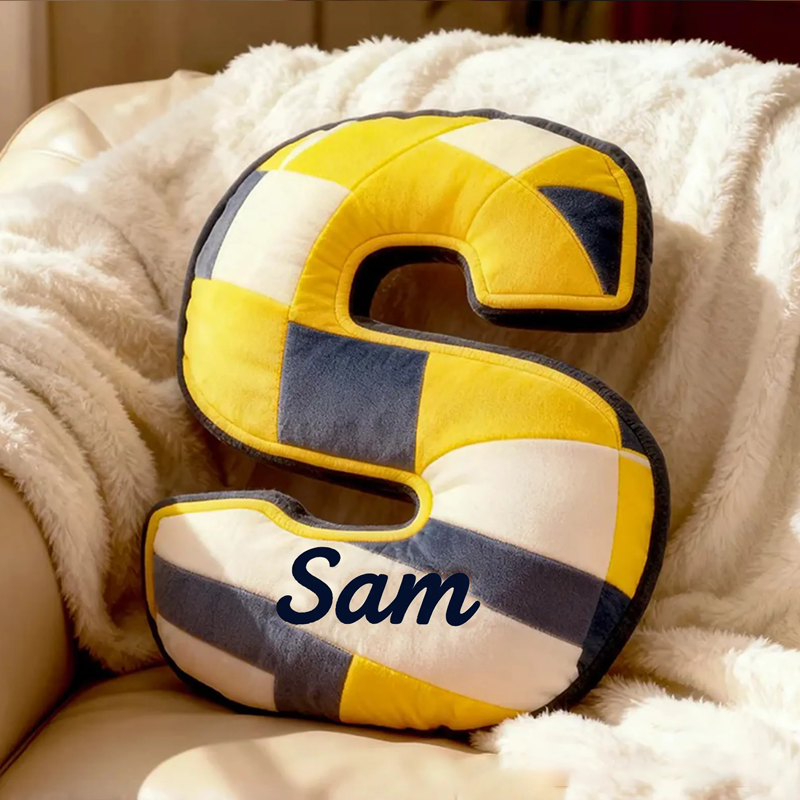 Personalized Volleyball Letter Shaped Pillow with Custom Name and Bold Design for Sports Fans