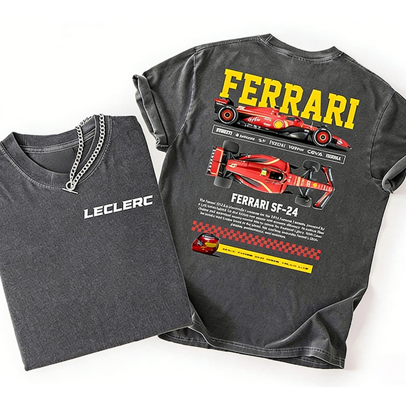 Personalized Leclerc Ferrari SF-24 F1 Racing T-Shirt Formula 1 Fan Gift for Boyfriend and Racing Fans