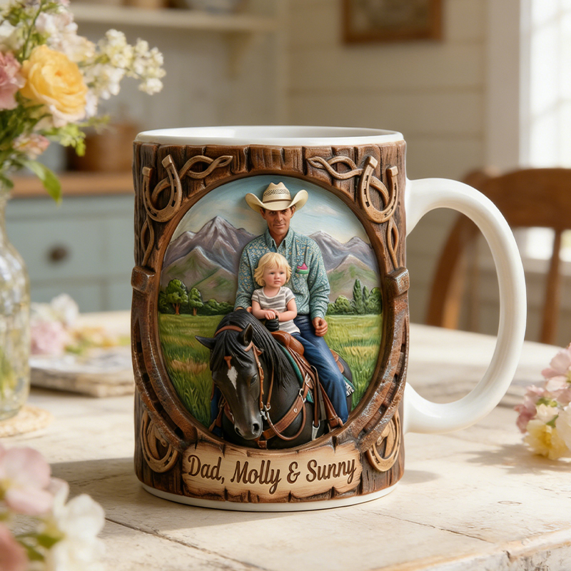 Personalized Equestrian Mug with Custom Photo and Horse and Rider Name For Horse Lovers Coffee Mug 