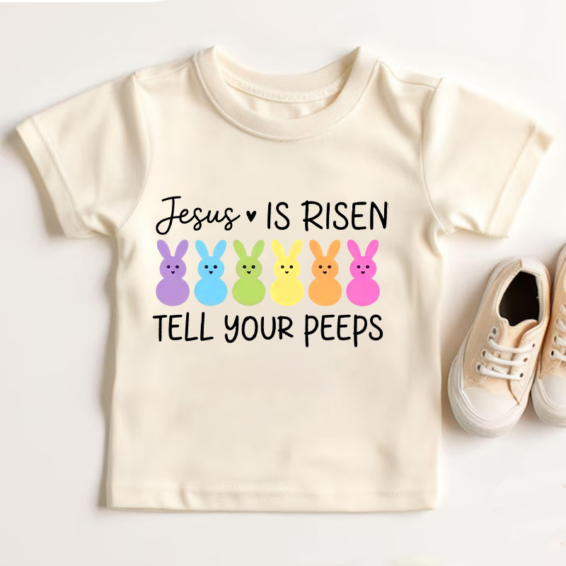 Jesus Is Risen Tell Your Peeps Shirt Funny Easter Kids Shirt Easter Tee Religious Kids Shirt Cute Baseball Shirt