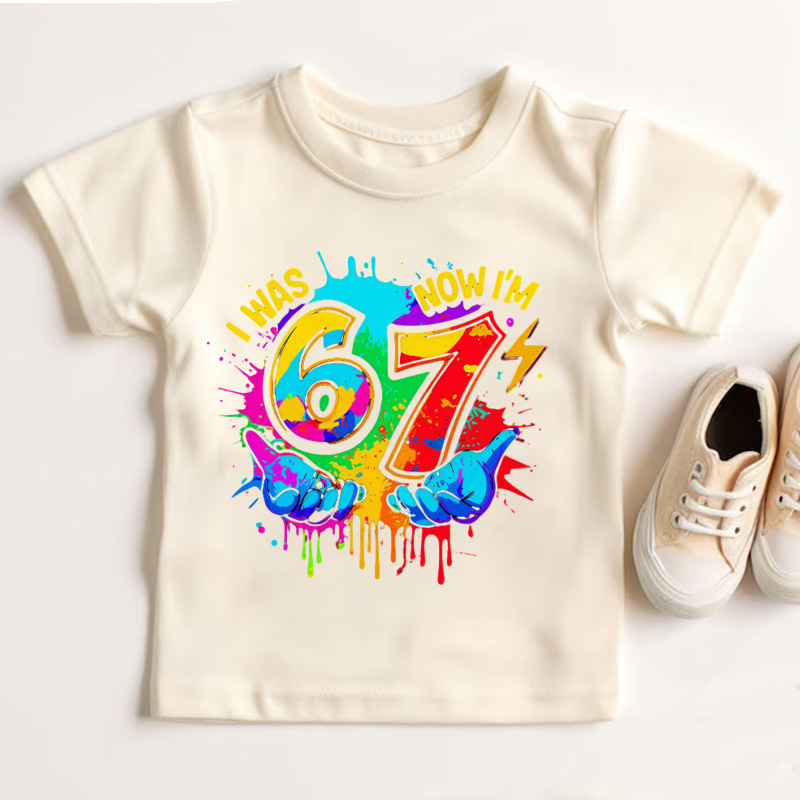 I Was 6 Now I Am 7 Shirt Kids 7th Birthday Meme Tshirt Colorful Six Seven Shirt Viral Birthday Shirt Toddler Birthday Gift