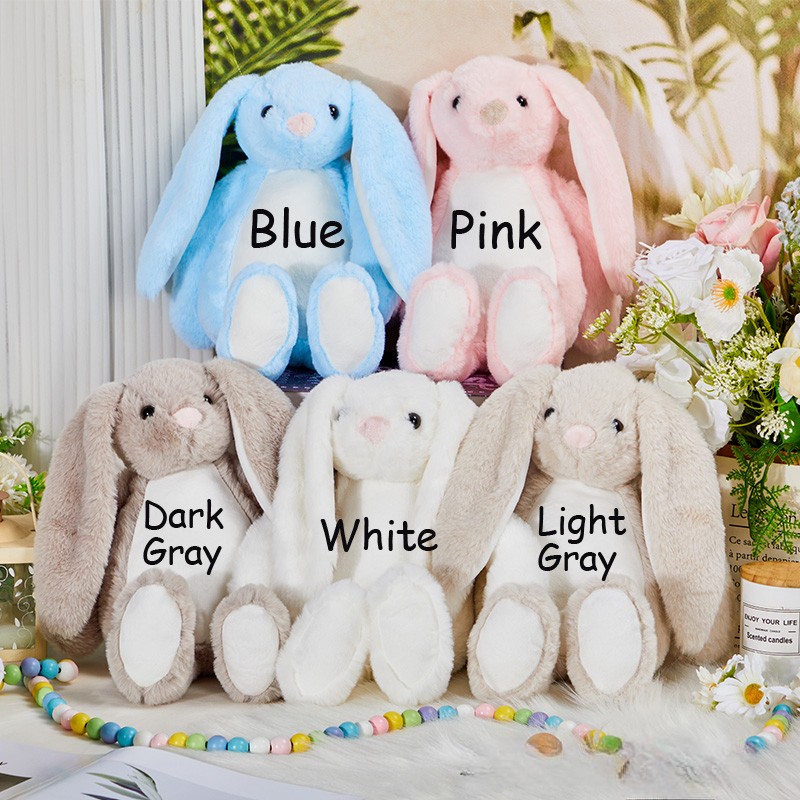 Personalized Cute Rabbit Plush Easter Bunny Stuffed Toy with Initial and Name Easter Gift for Newborns Kids