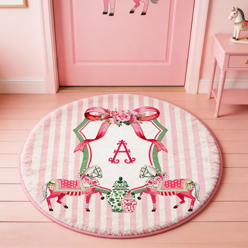 Personalized Monogram Mockingbird Florals Design Doormat Gift for Equestrian Riding Lovers Hourse Lover Gifts