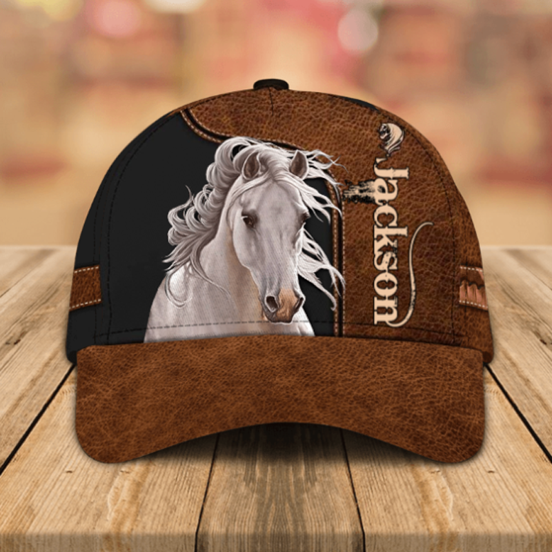 Personalized 3D Print Love Horse Breeds Custom Name Leather Pattern Classic Baseball Cap 