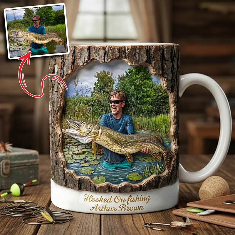 Personalized Fishing Mug Custom Photo and Name Gift for Fishing Lovers